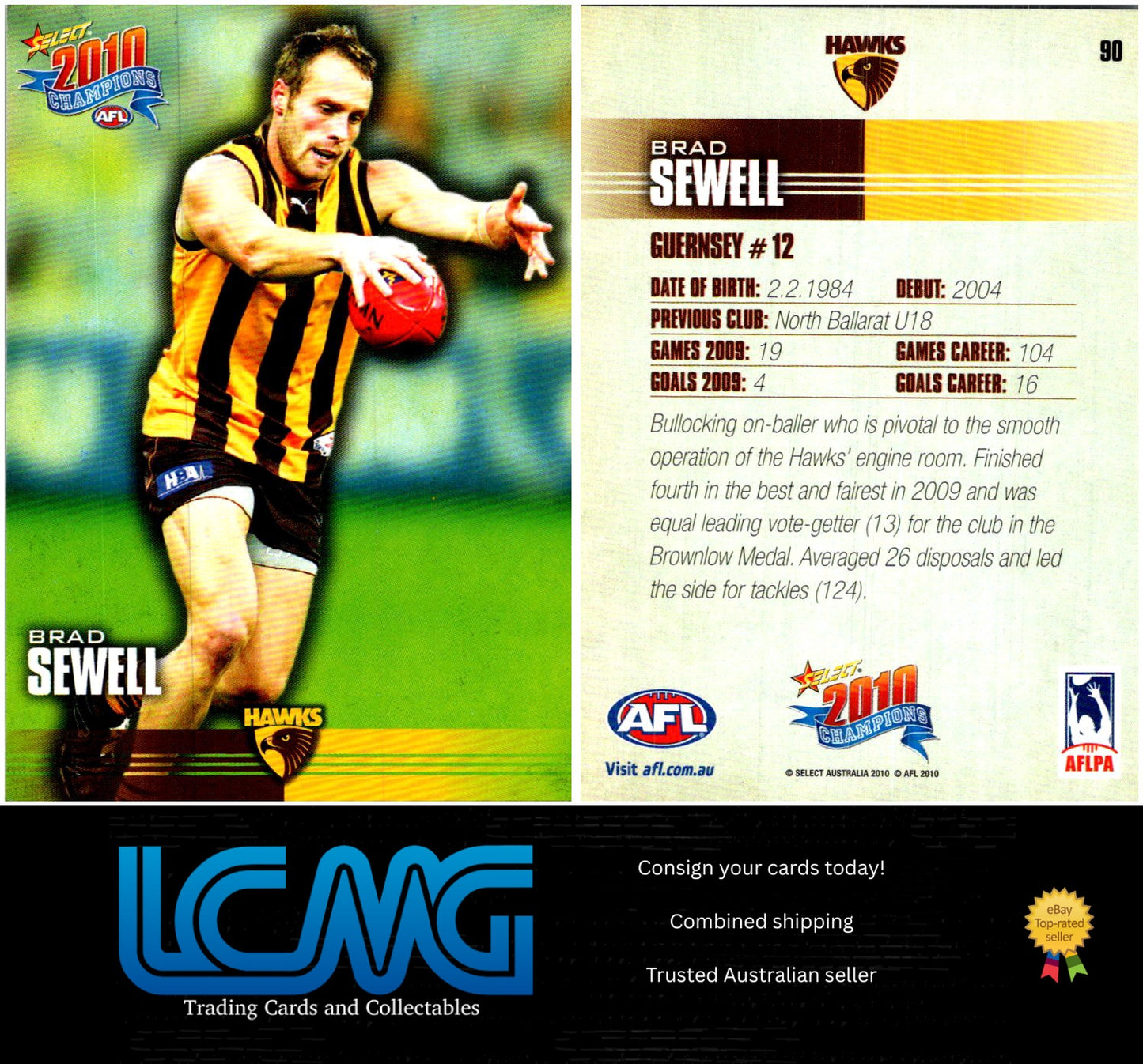 Card # 90 Brad Sewell 2010 AFL Champions