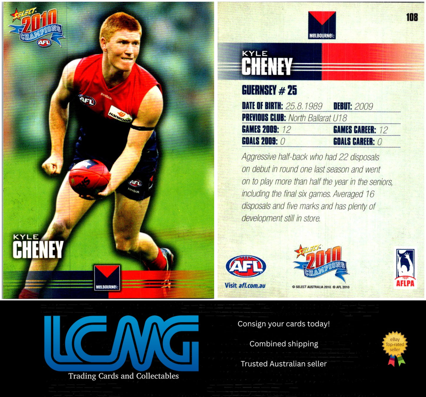 Card # 108 Kyle Cheney 2010 AFL Champions