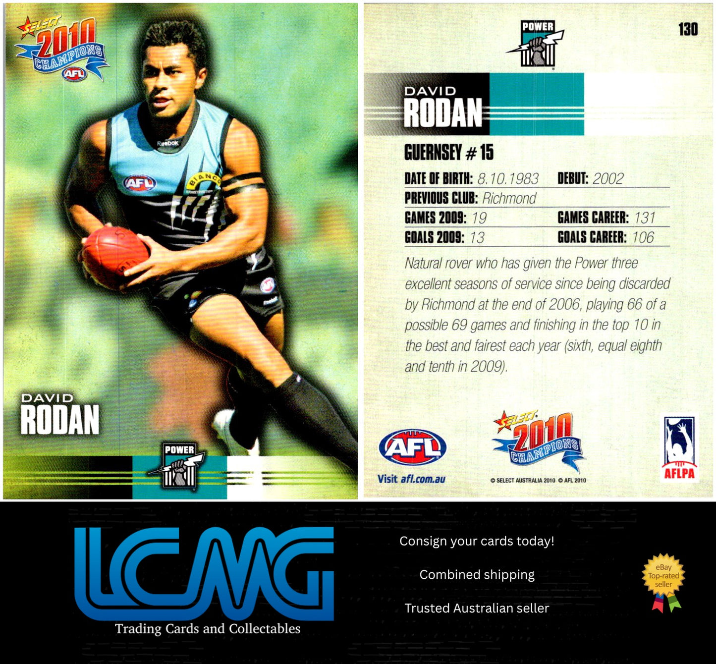 Card # 130 David Rodan 2010 AFL Champions
