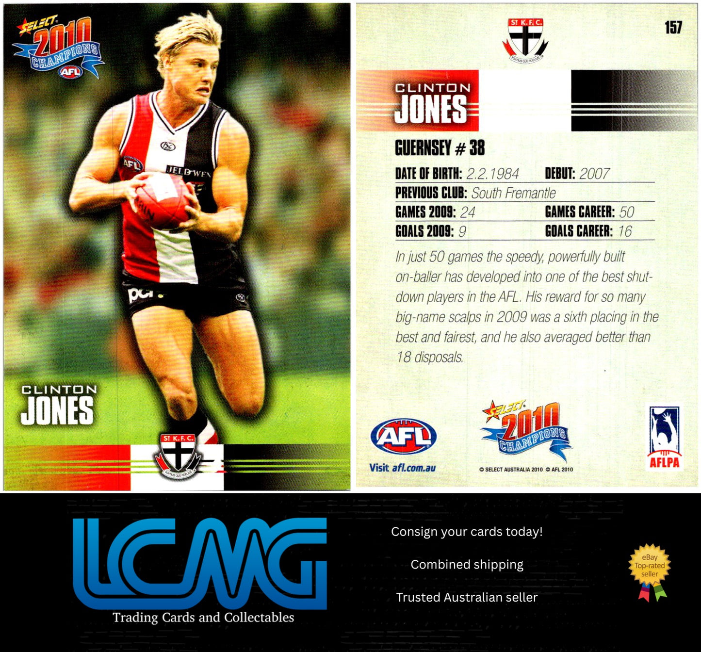Card # 157 Clinton Jones 2010 AFL Champions
