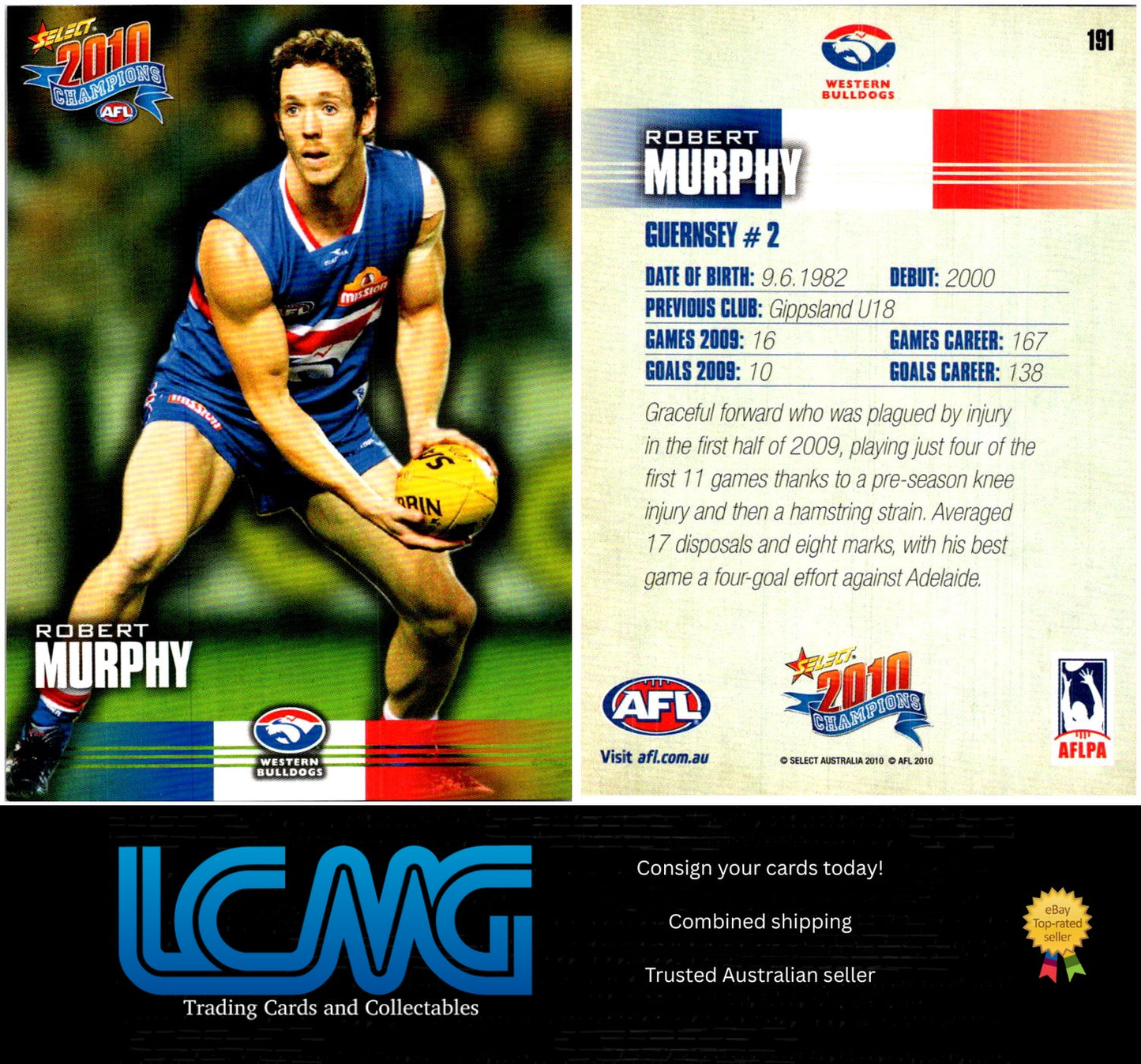 Card # 191 Robert Murphy 2010 AFL Champions