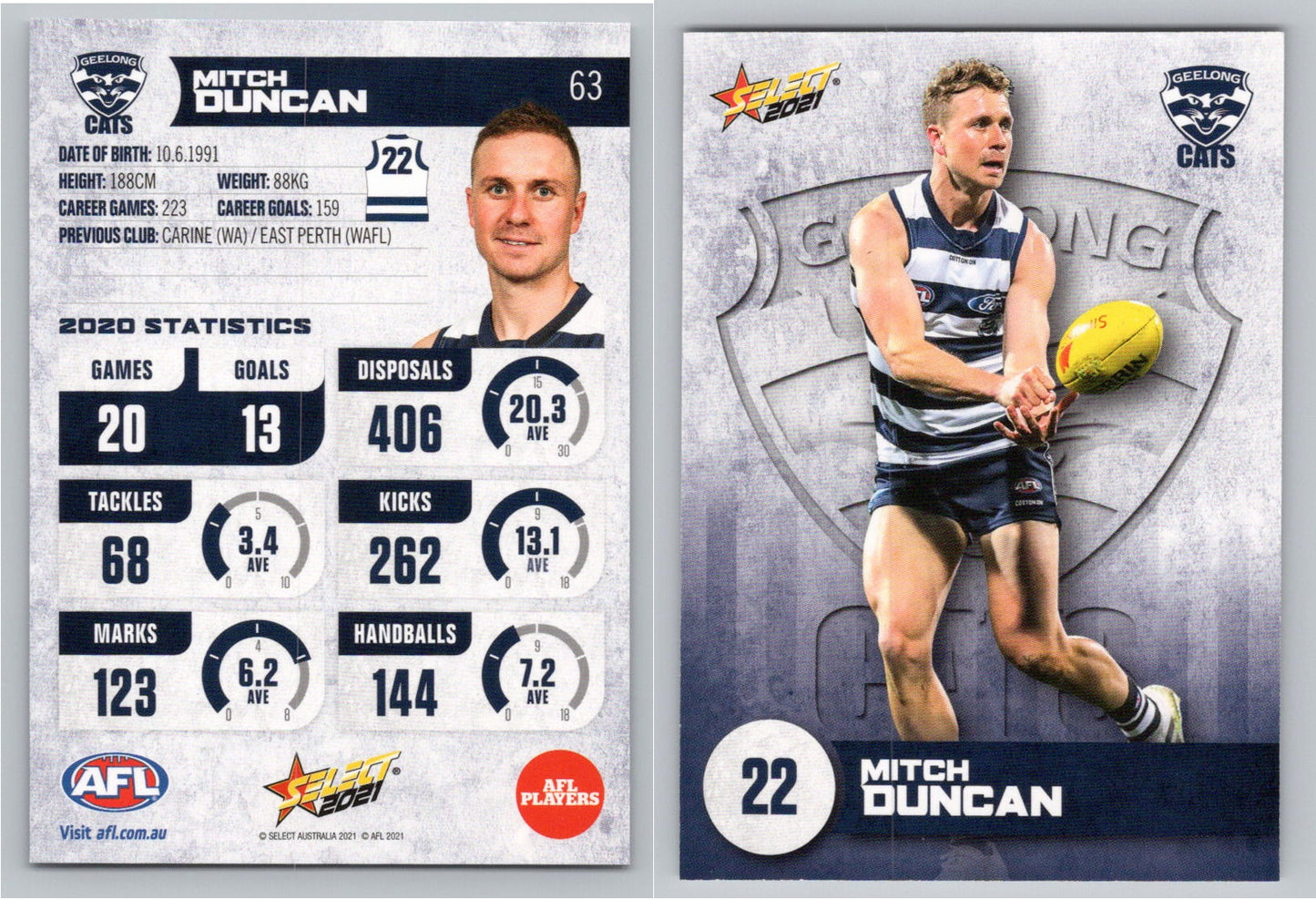 Card # FS 63 M.DUNCAN AFL 2021 Footy Stars GEELONG CATS