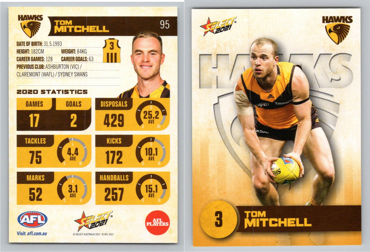 Card # FS 95 T. MITCHELL AFL 2021 Footy Stars HAWTHORN