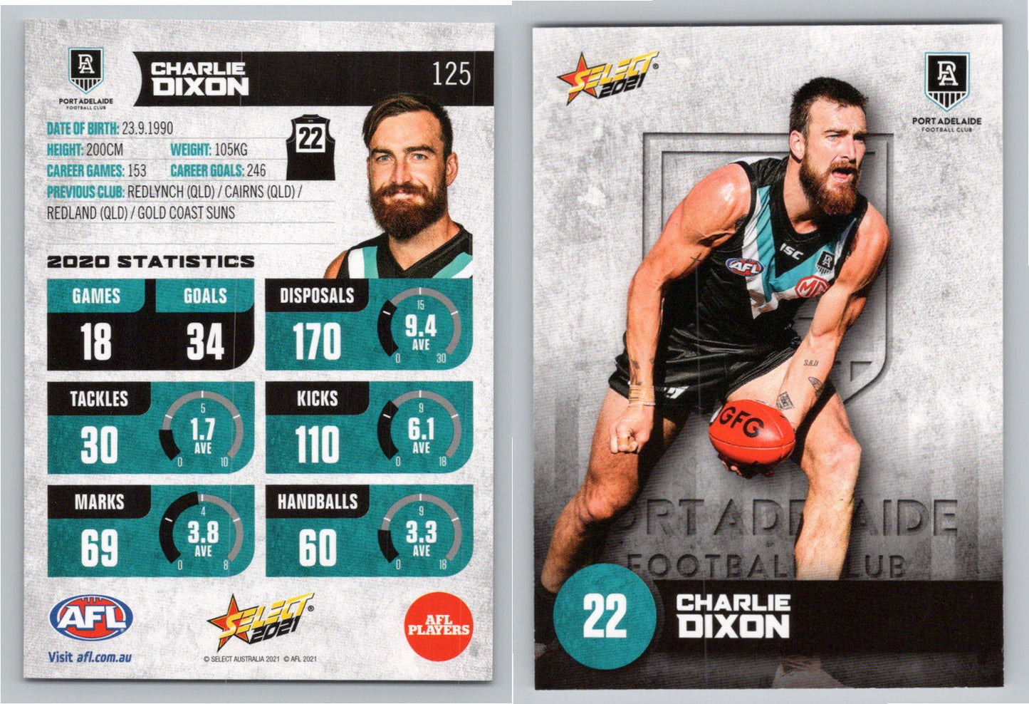 Card # FS 125 C. DIXON AFL 2021 Footy Stars PORT ADELAIDE
