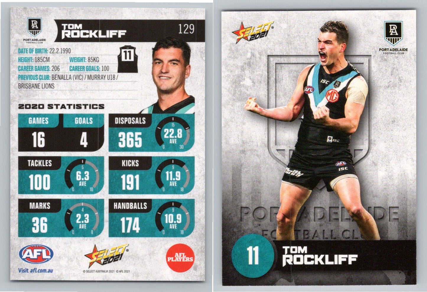 Card # FS 129 T. ROCKLIFF AFL 2021 Footy Stars PORT ADELAIDE