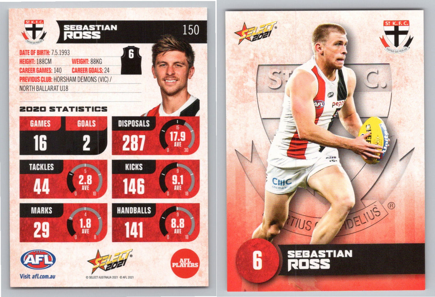 Card # FS 150 S. ROSS AFL 2021 Footy Stars ST KILDA
