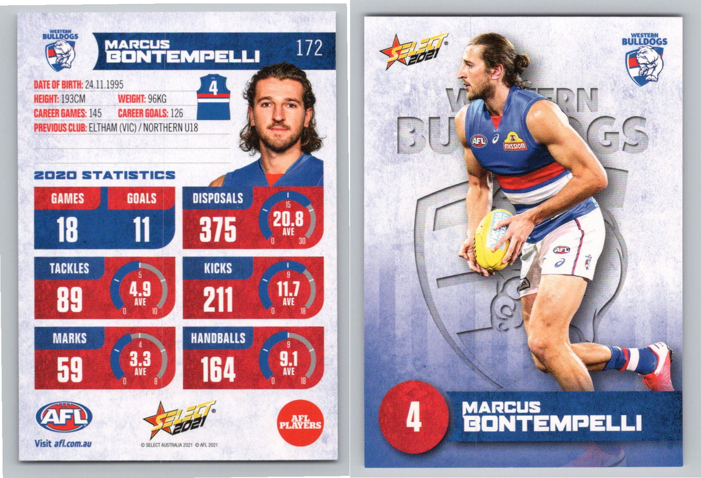Card # FS 172 M.BONTEMPELLI AFL 2021 Footy Stars WESTERN BULLDOGS