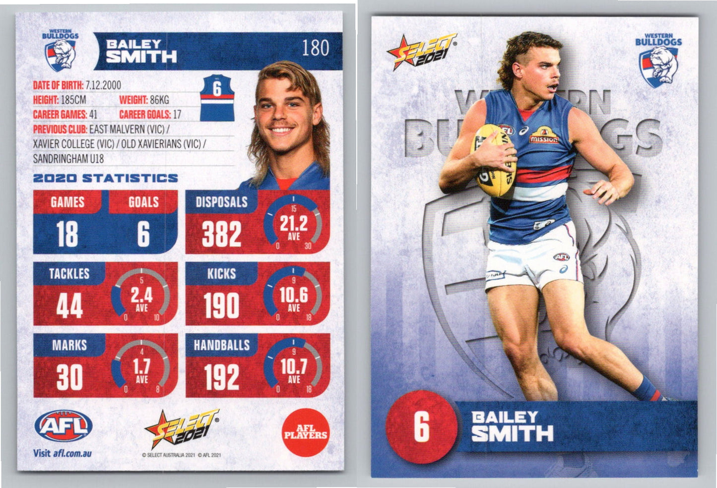 Card # FS 180 B. SMITH AFL 2021 Footy Stars WESTERN BULLDOGS