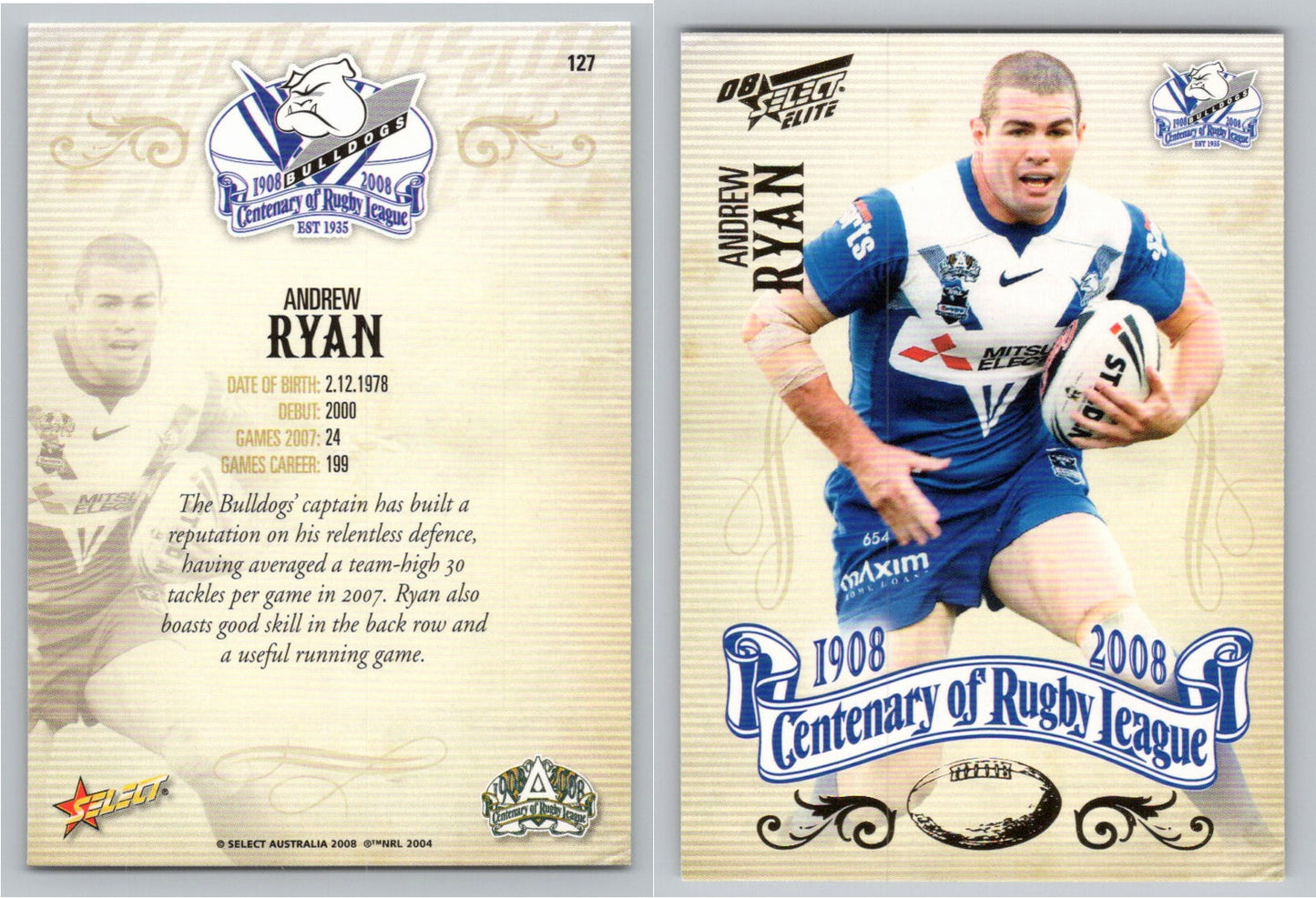 Card # 127 ANDREW RYAN NRL Centenary of Rugby League