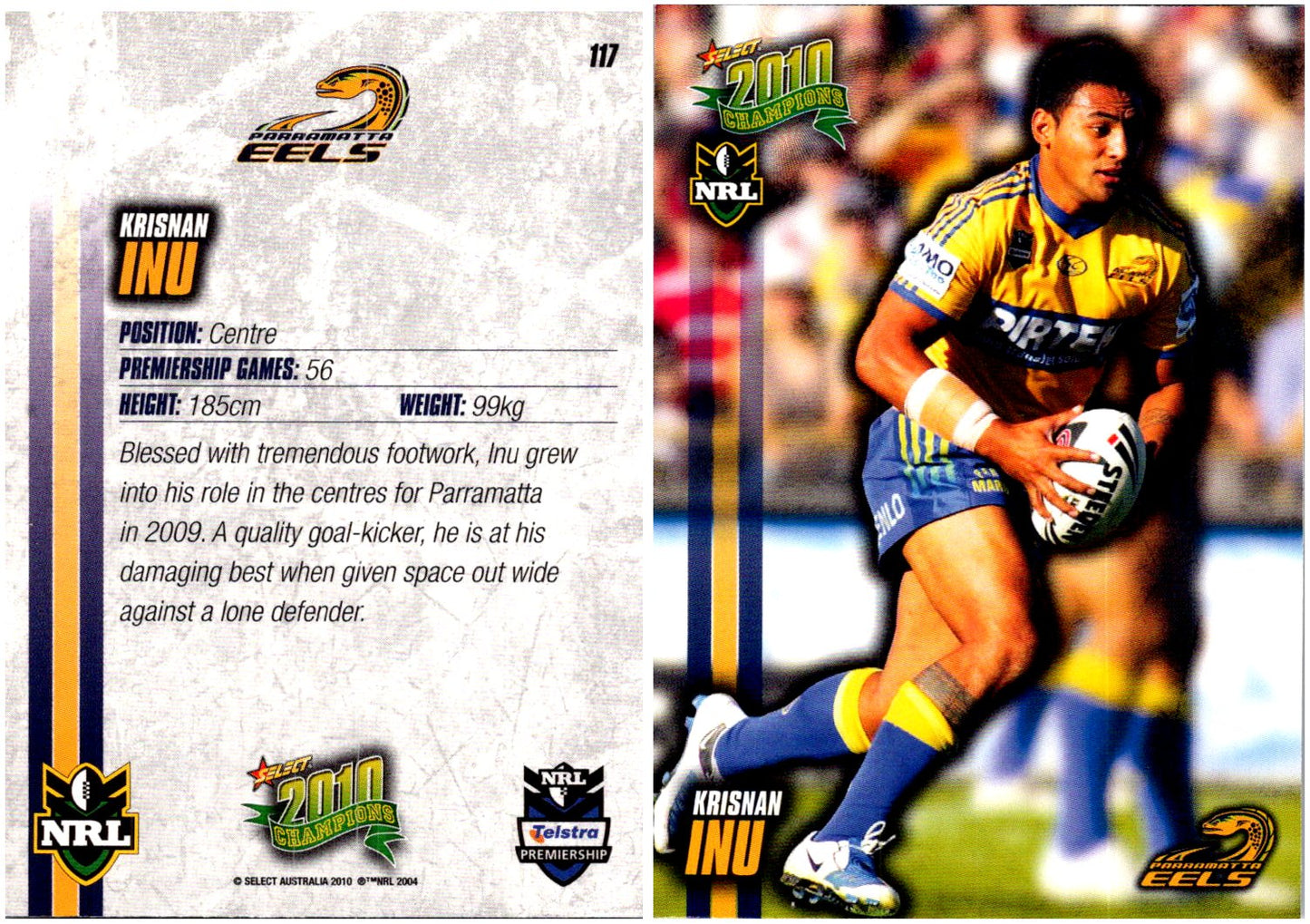 Card # 117 Krisnan Inu NRL 2010 Champions