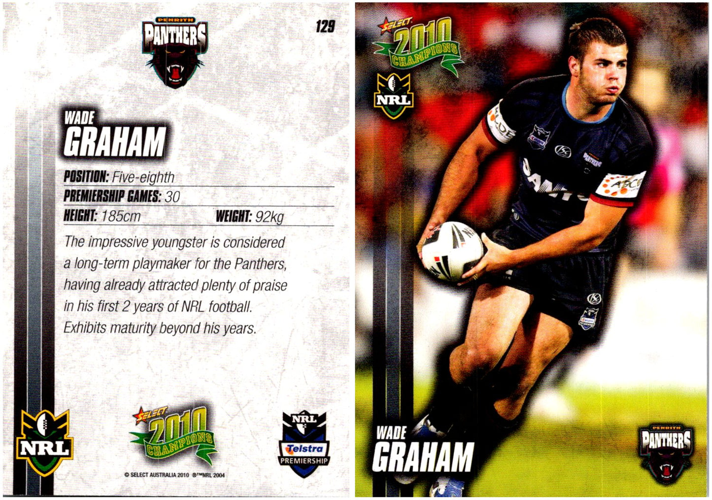 Card # 129 Wade Graham NRL 2010 Champions