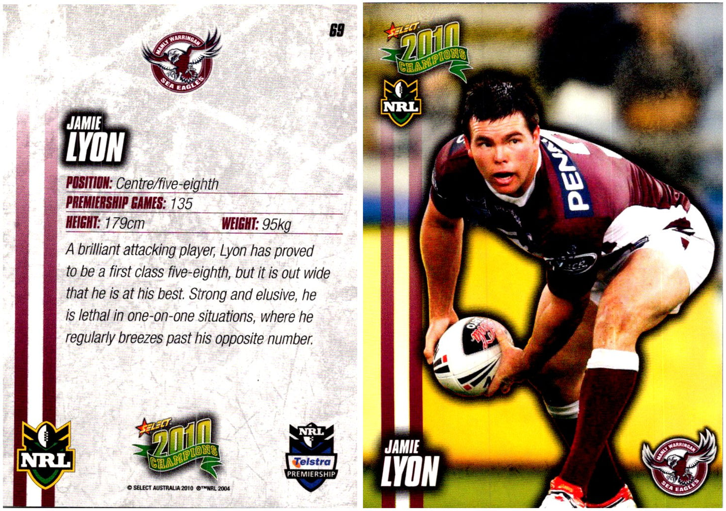 Card # 069 Jamie Lyon NRL 2010 Champions
