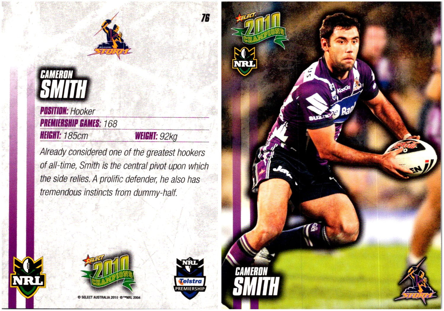 Card # 076 Cameron Smith NRL 2010 Champions