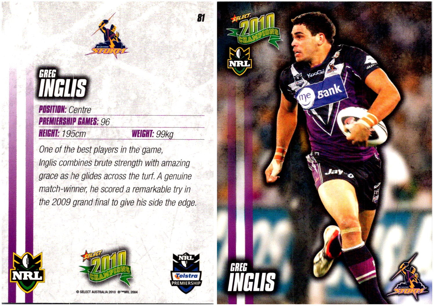 Card # 081 Greg Inglis NRL 2010 Champions