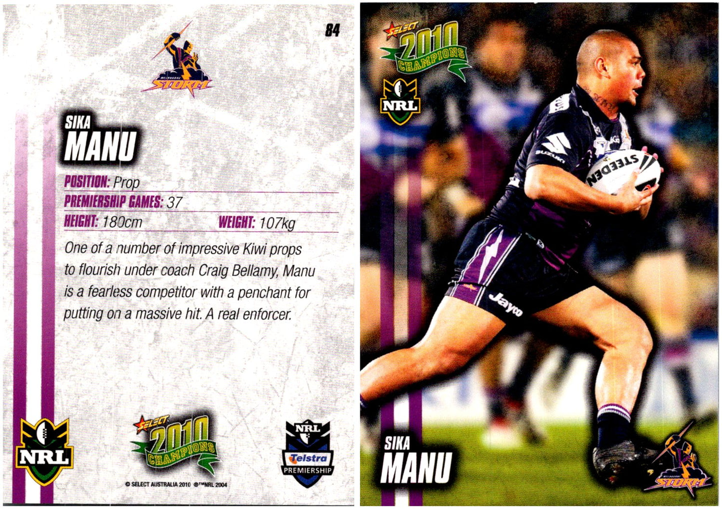 Card # 084 Sika Manu NRL 2010 Champions