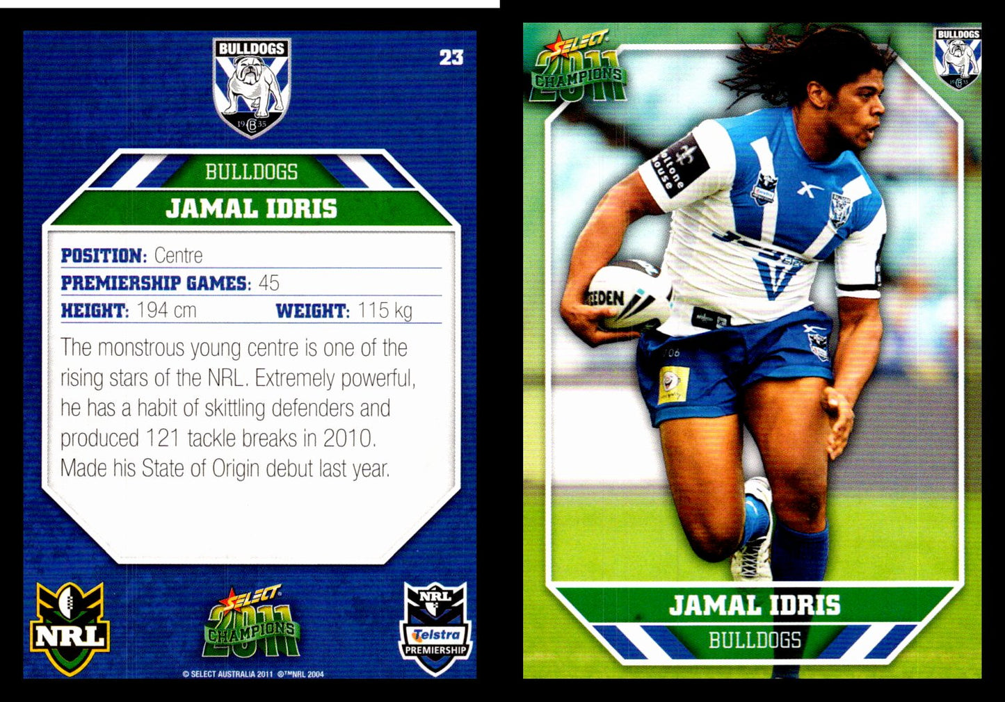 Card # 023 Jamal Idris NRL 2011 Champions
