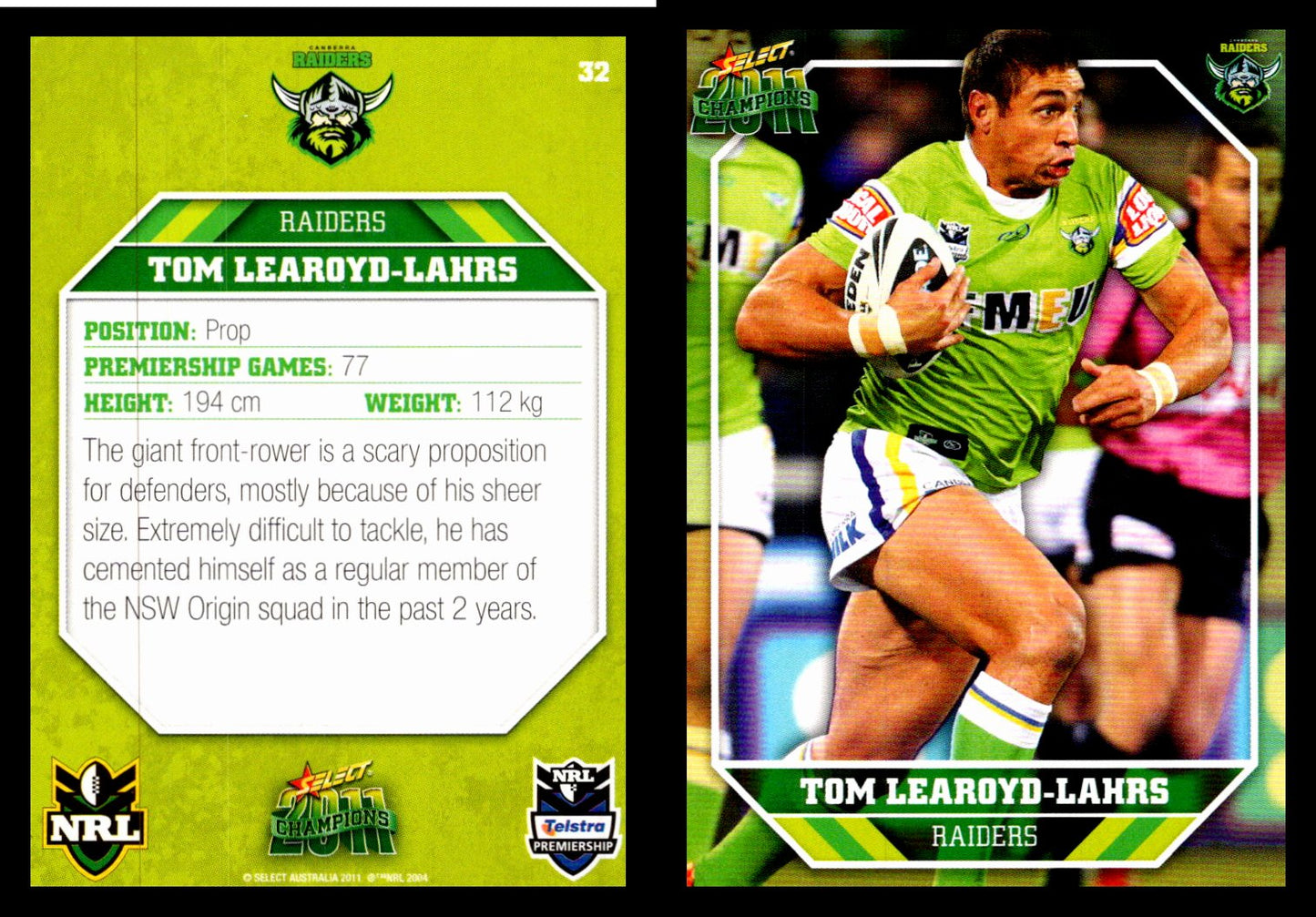 Card # 032 Tom Learoyd-Lahrs NRL 2011 Champions