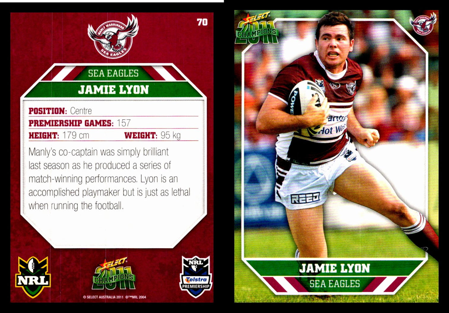 Card # 070 Jamie Lyon NRL 2011 Champions