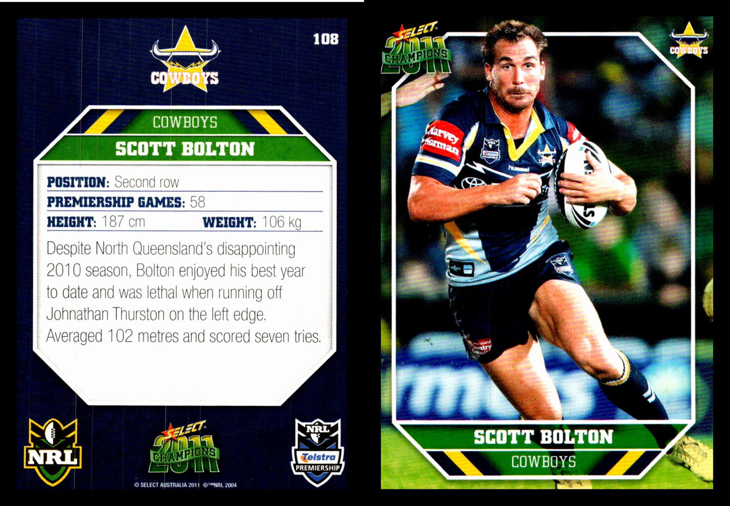 Card # 108 Scott Bolton NRL 2011 Champions
