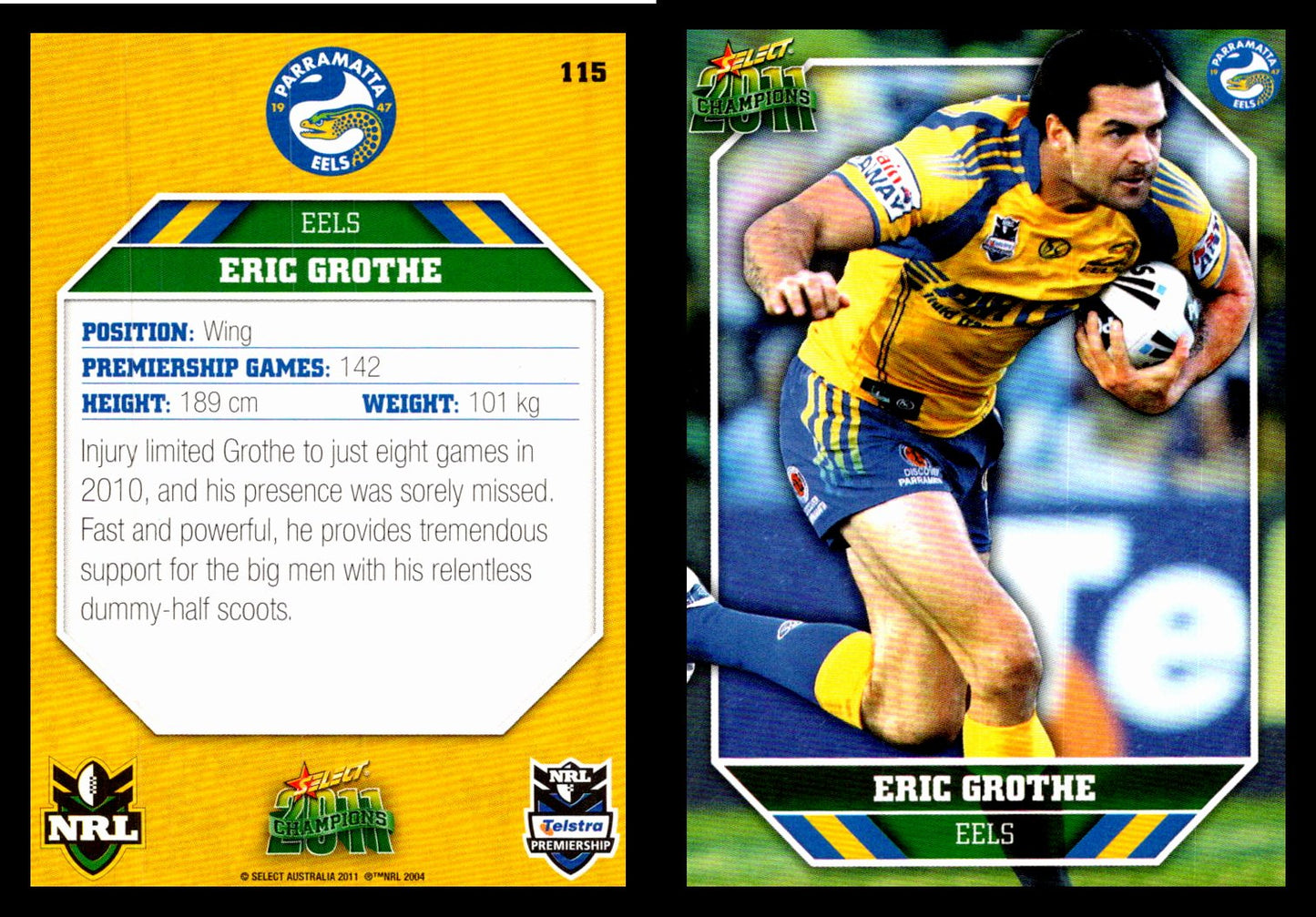 Card # 115 Eric Grothe NRL 2011 Champions