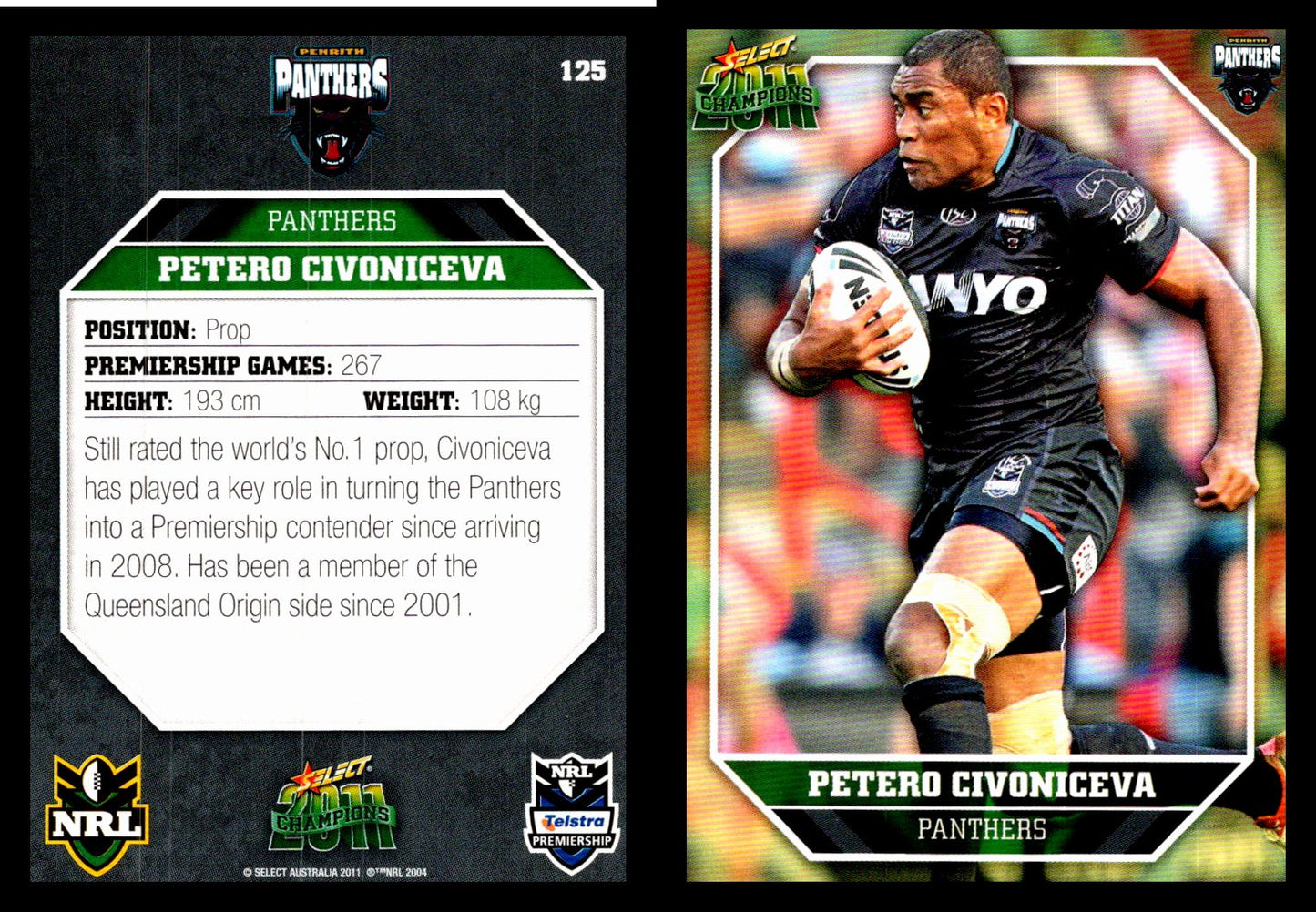 Card # 125 Petero Civoniceva NRL 2011 Champions