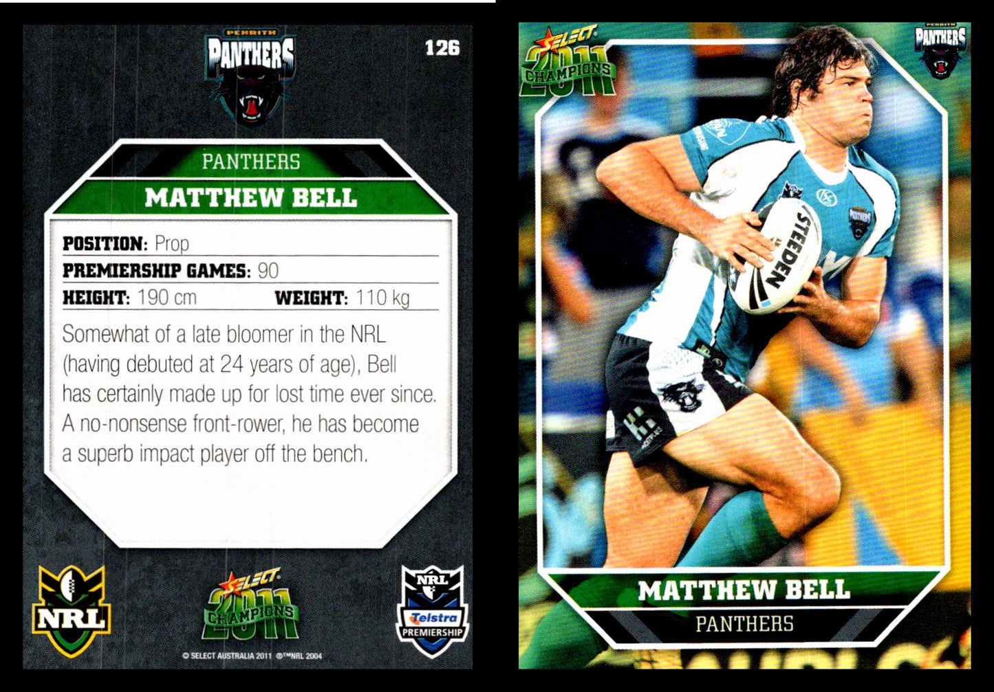 Card # 126 Matthew Bell NRL 2011 Champions