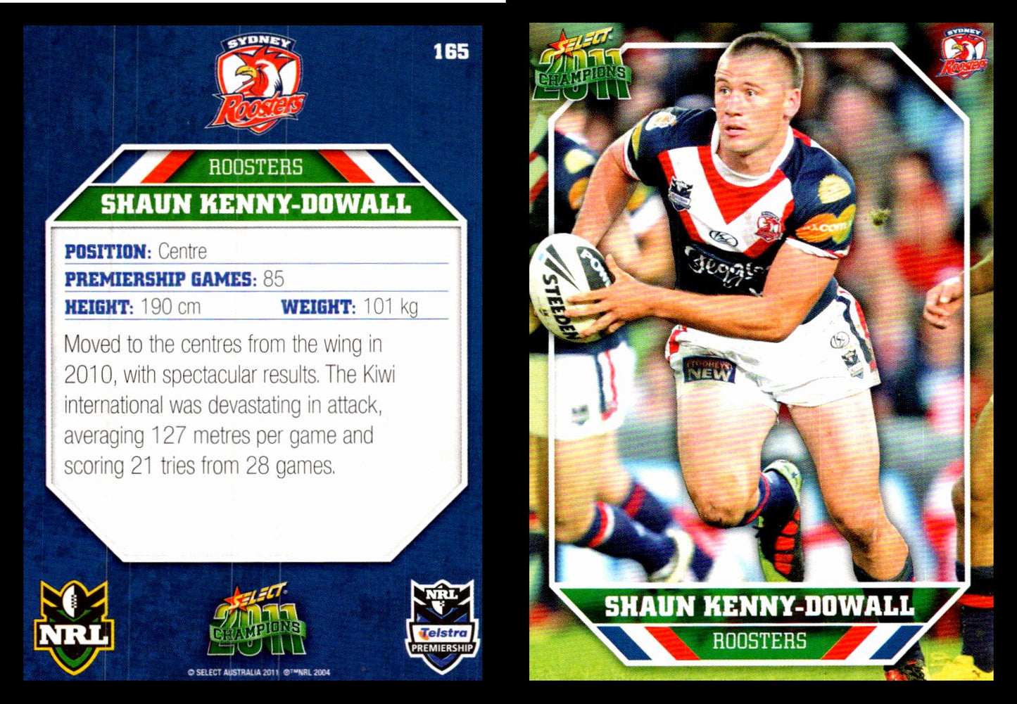 Card # 165 Shaun Kenny-Dowall NRL 2011 Champions