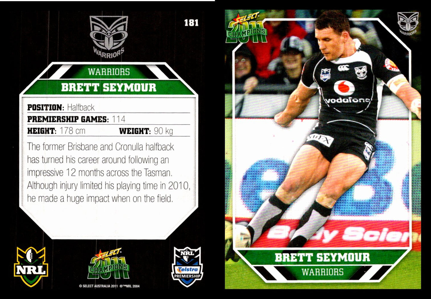 Card # 181 Brett Seymour NRL 2011 Champions