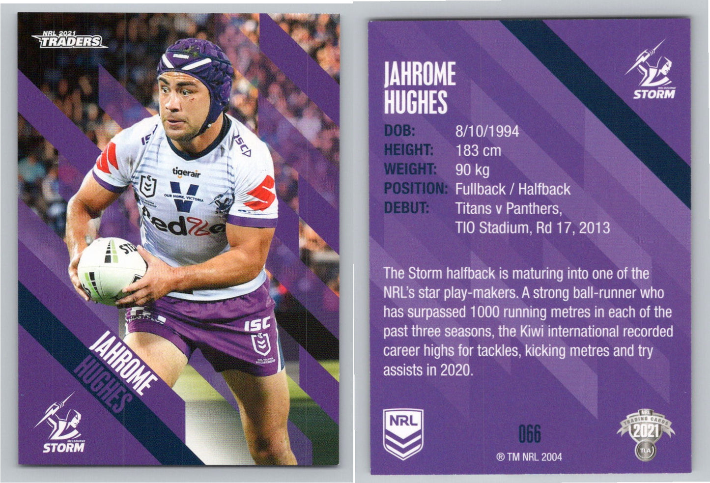 Card # 066 Jahrome Hughes NRL 2021 Traders Storm