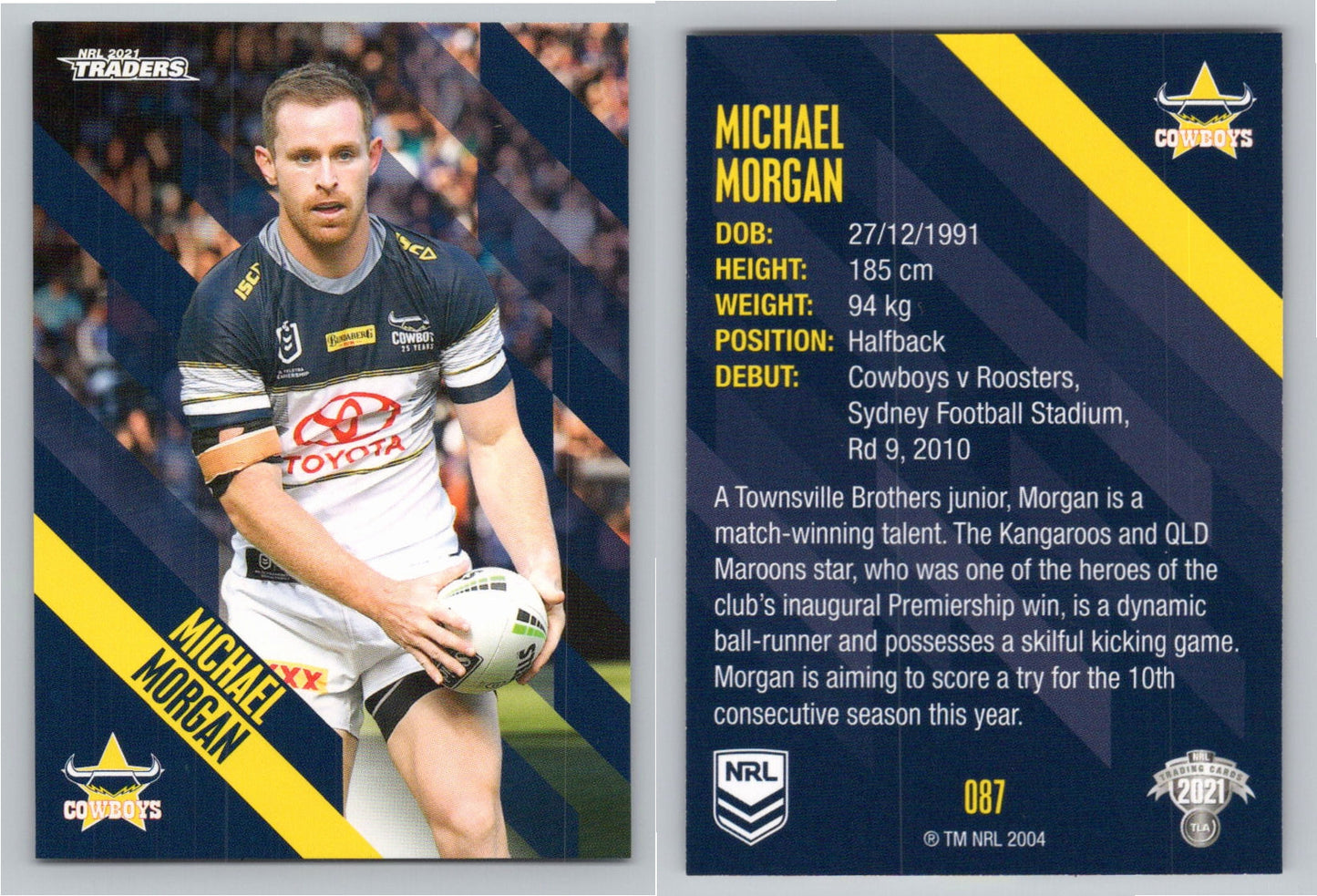 Card # 087 Michael Morgan NRL 2021 Traders Cowboys