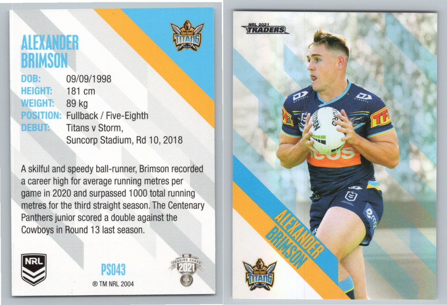 Card # PS 043 Jamal Fogarty NRL 2021 Traders Titans
