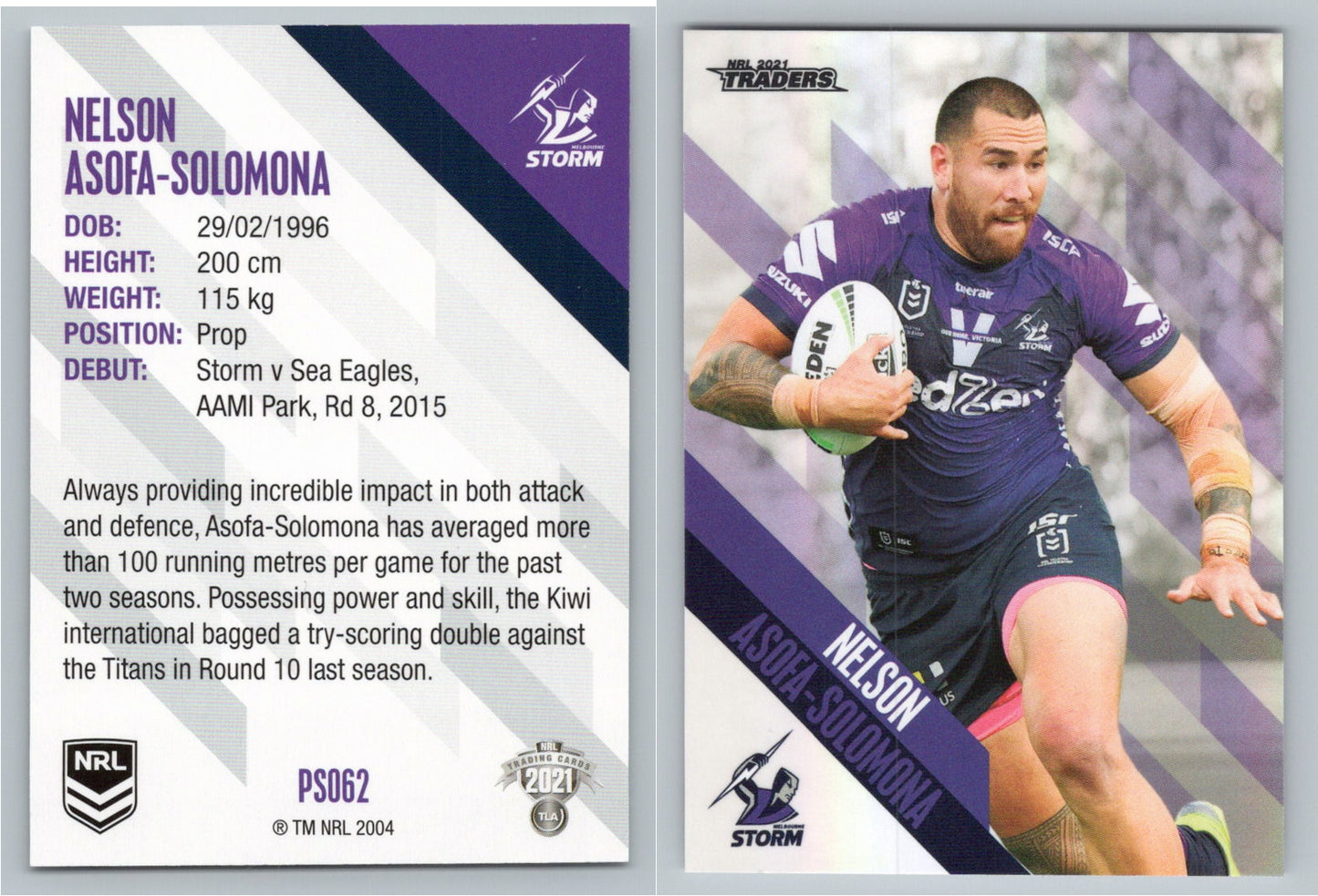 Card # PS 062 Nelson Asofa-Solomona NRL 2021 Traders Storm