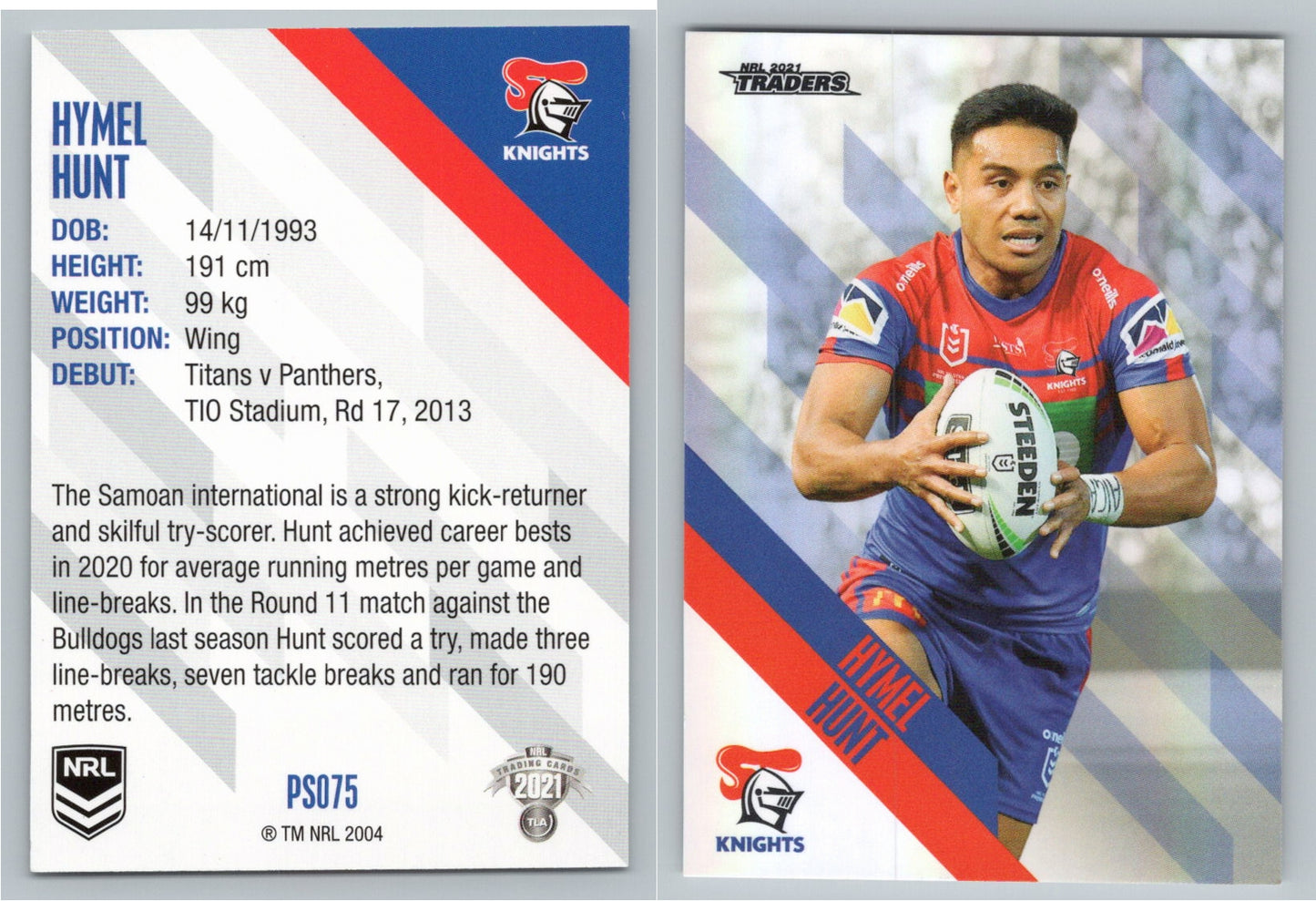 Card # PS 075 Hymel Hunt NRL 2021 Traders Knights