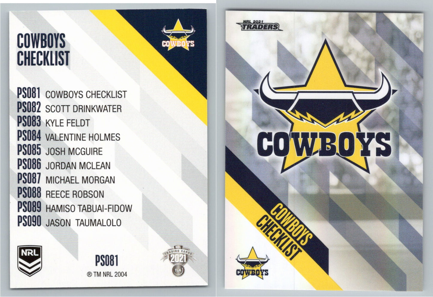 Card # PS 081 Cowboys Checklist NRL 2021 Traders Cowboys