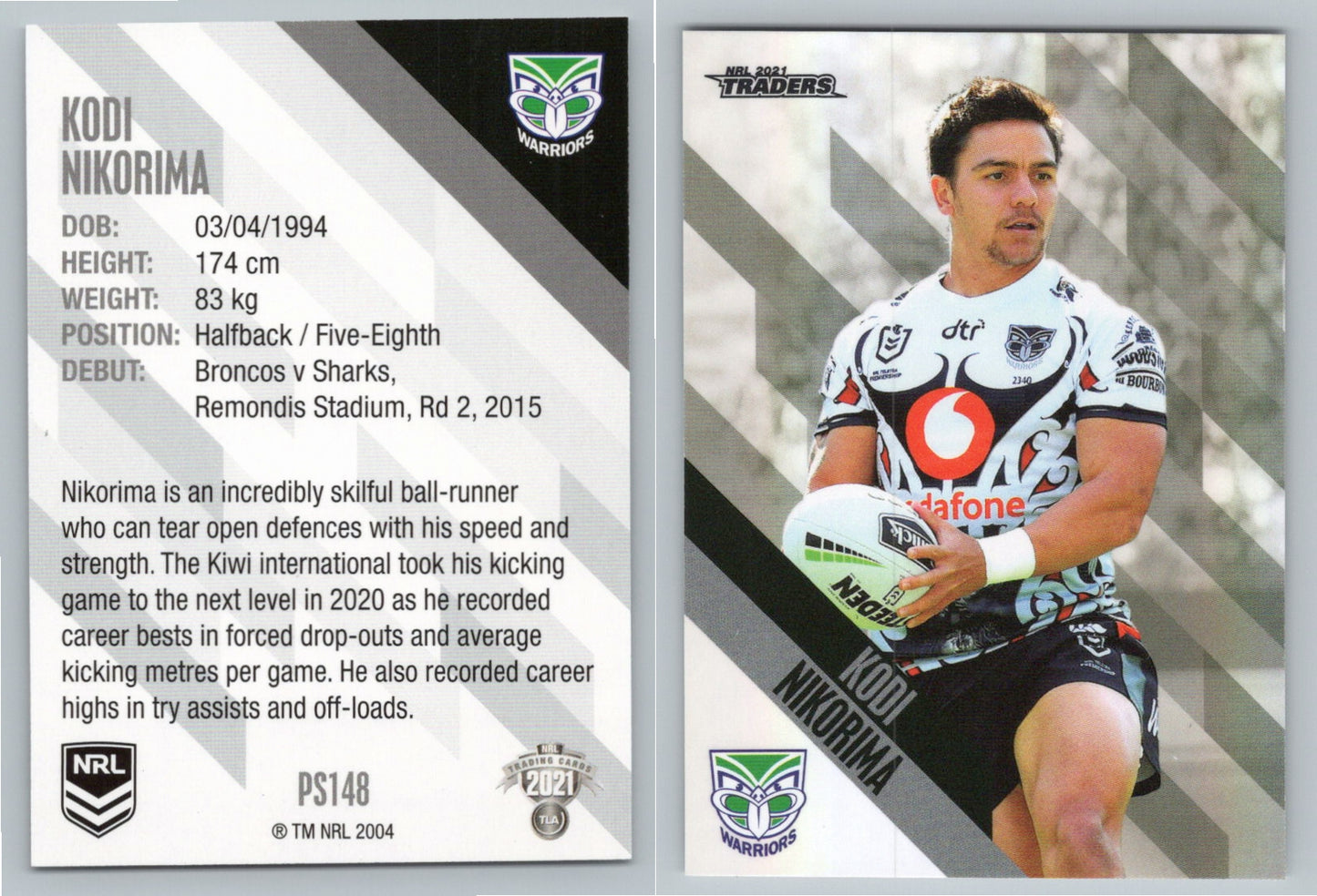 Card # PS 148 Kodi Nikorima NRL 2021 Traders Warriors