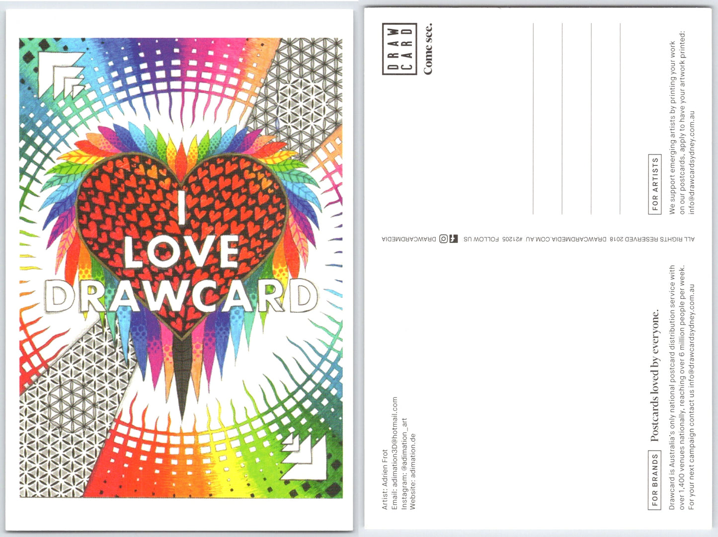 I Love Drawcard Postcard
