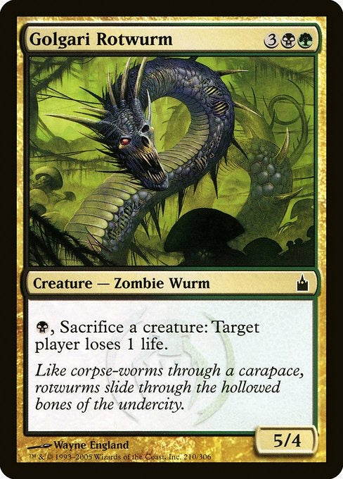 Card # RAV 210 Golgari Rotwurm Ravnica: City of Guilds