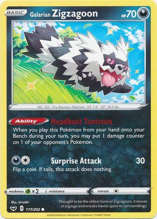Galarian Zigzagoon 117 /202 swsh-117
