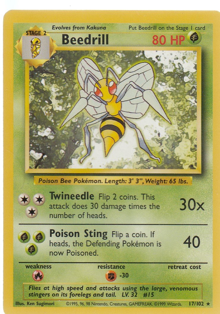 Beedrill 17/102 Base Set Unlimited Rare