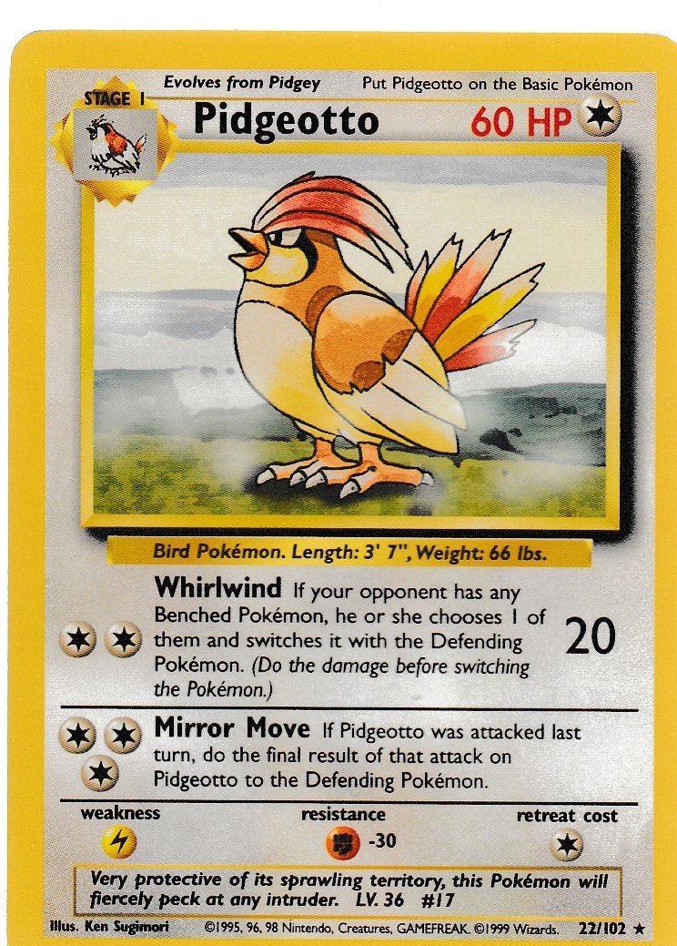 Pidgeotto 22/102 Base Set Unlimited Rare