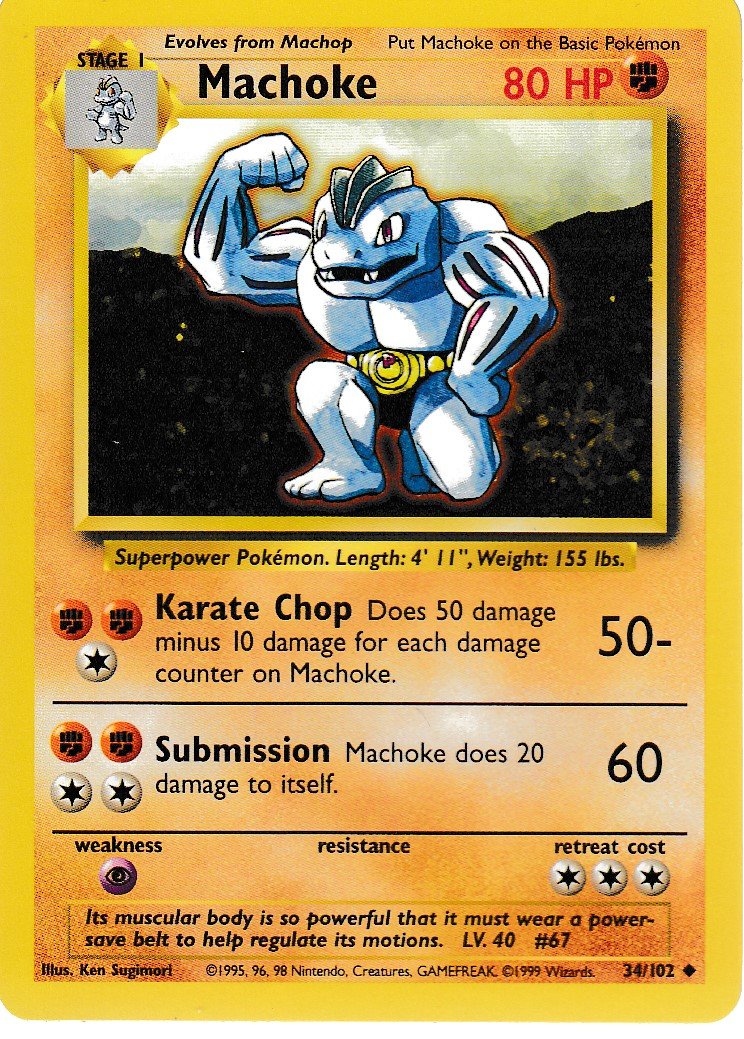 Machoke 34/102 Base Set Unlimited Uncommon