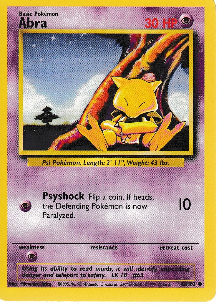 Abra 43/102 Base Set Unlimited Common