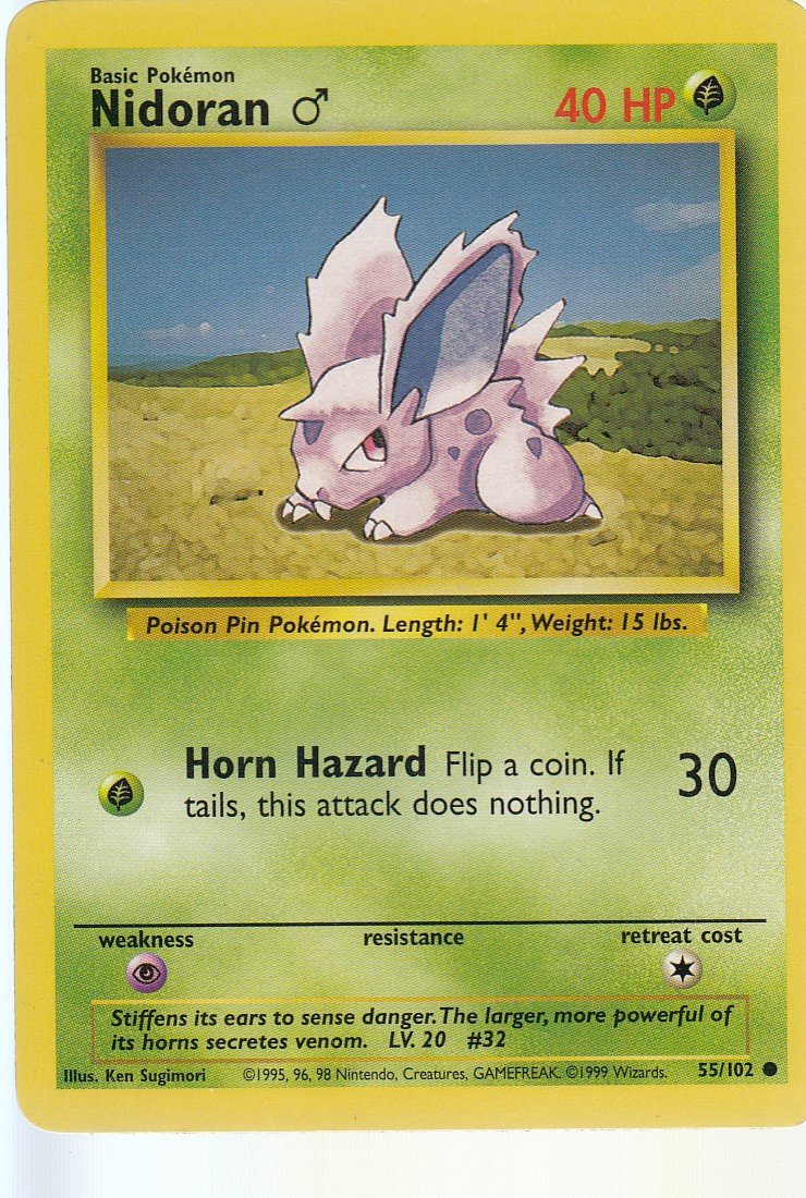 Nidoran M 55/102 Base Set Unlimited Common