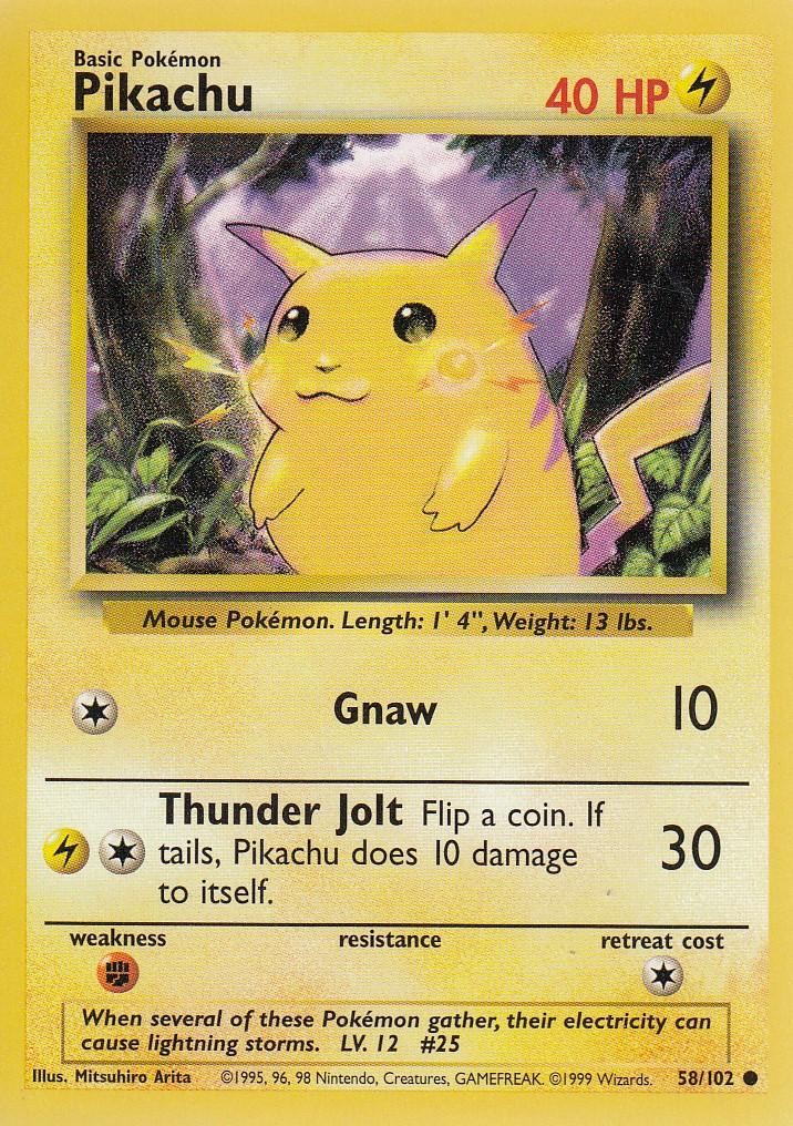Pikachu 58/102 Base Set Unlimited Common