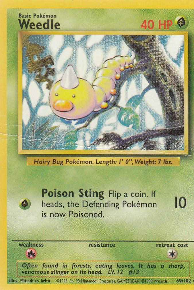 Weedle 69/102 Base Set Unlimited Common