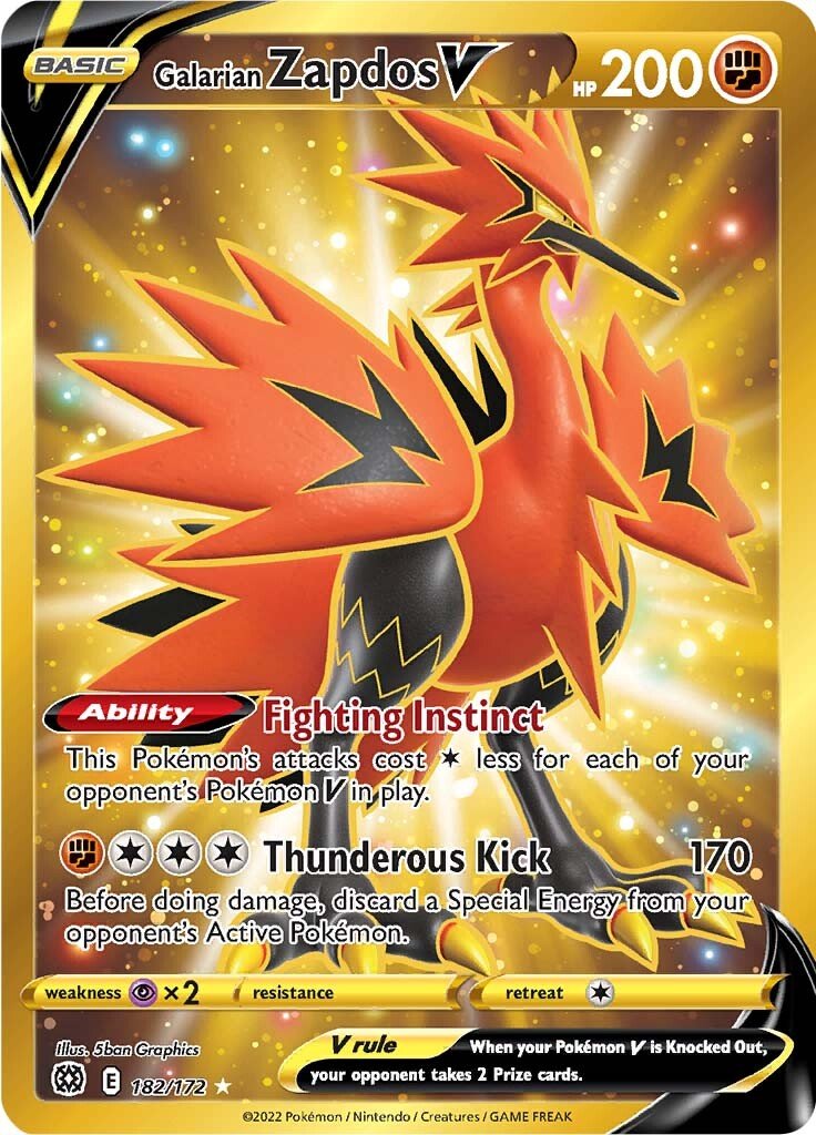 Galarian Zapdos V (Secret) 182/172 brilliant-stars-182