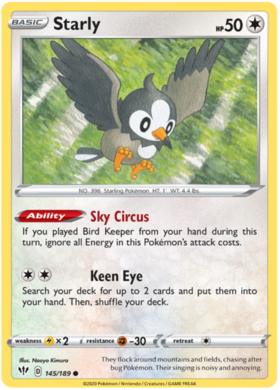 Starly 145 /189 darkness-ablaze-145