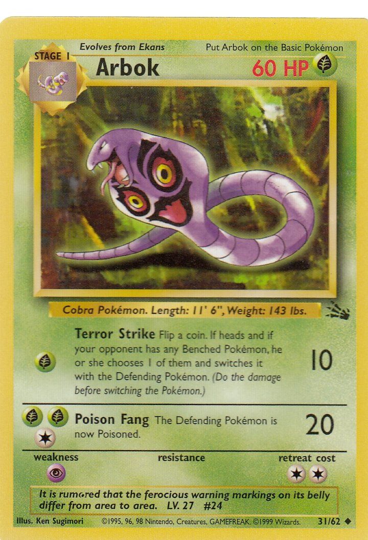 Arbok 31/62 Fossil Set Uncommon