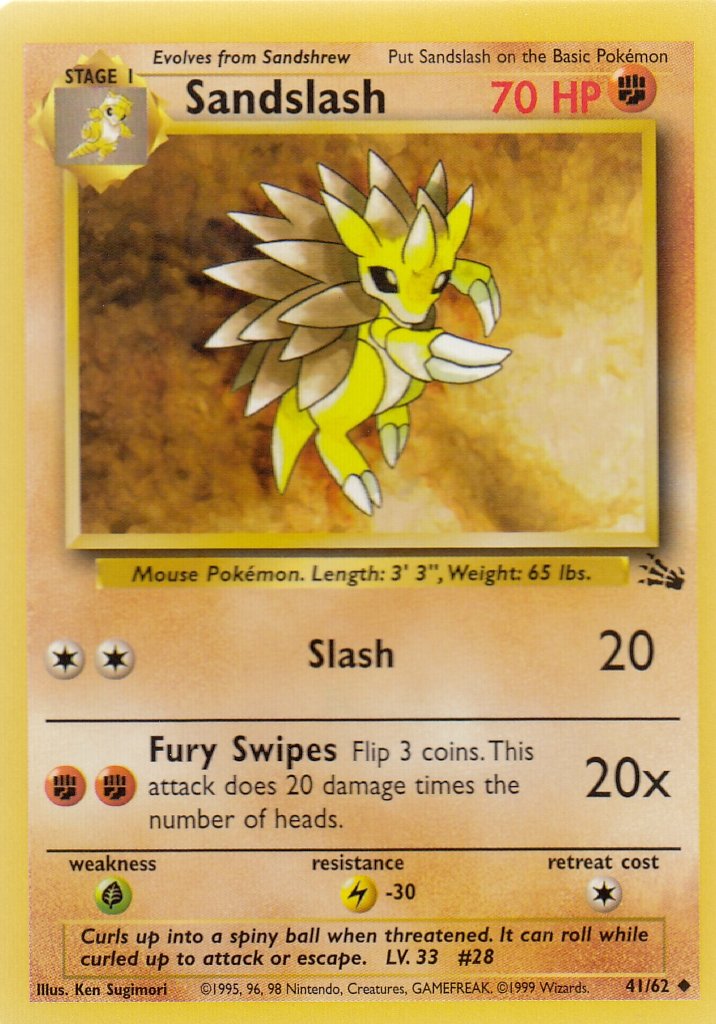 Sandslash 41/62 Fossil Set Uncommon