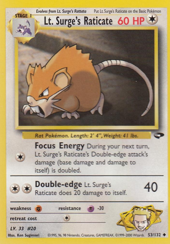 Lt. Surge's Raticate 53/132 Gym Challenge Set Uncommon